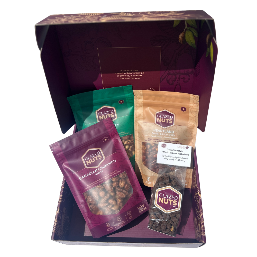 Gift Box with 3 Assorted Nut Bags + 1 Specialty Chocolate